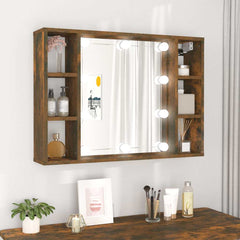 Mirror Cabinet with LED 76x15x55 cm Smoked oak