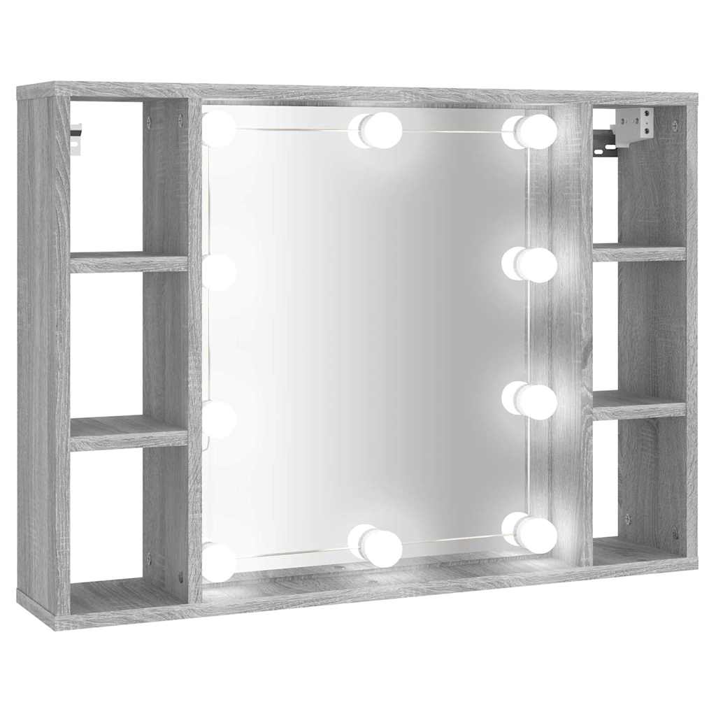 vidaXL Mirror Cabinet with LED Grey Sonoma 76x15x55 cm 2