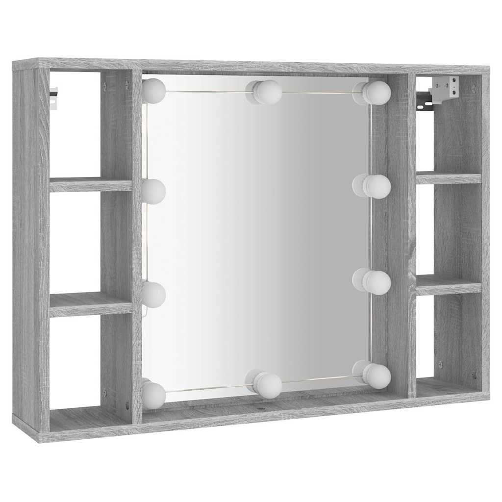 vidaXL Mirror Cabinet with LED Grey Sonoma 76x15x55 cm 3