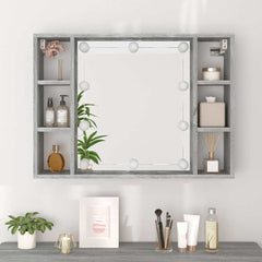 vidaXL Mirror Cabinet with LED Grey Sonoma 76x15x55 cm 5