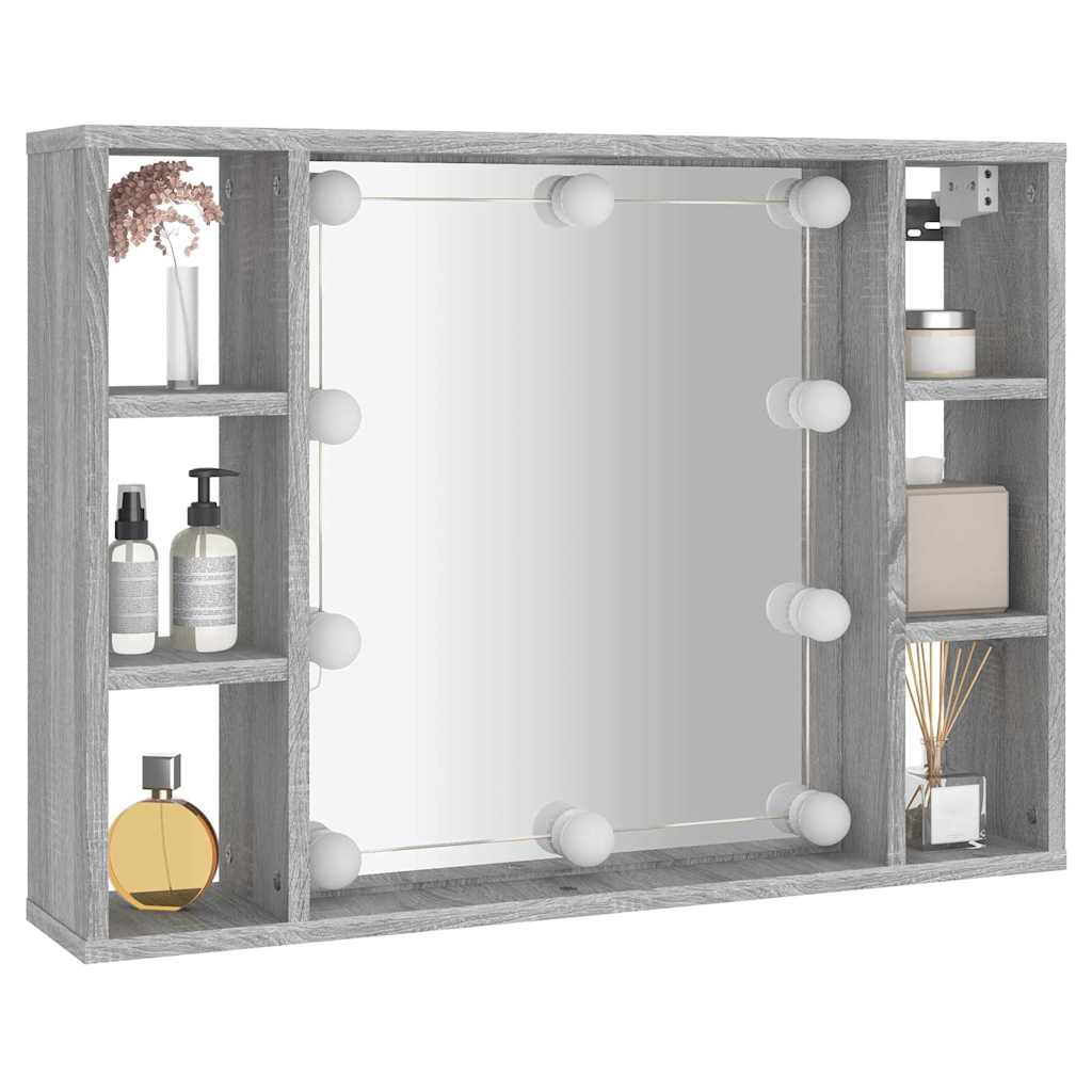vidaXL Mirror Cabinet with LED Grey Sonoma 76x15x55 cm 6