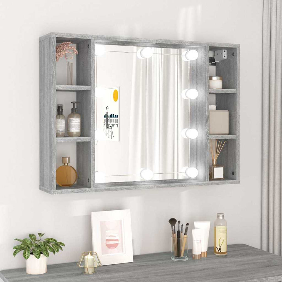 Mirror Cabinet with LED Grey Sonoma