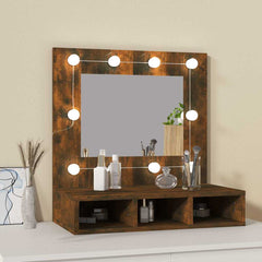 vidaXL Mirror Cabinet with LED Smoked Oak 60x31.5x62 cm 3