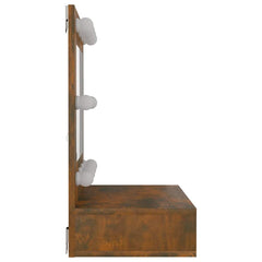 vidaXL Mirror Cabinet with LED Smoked Oak 60x31.5x62 cm 6