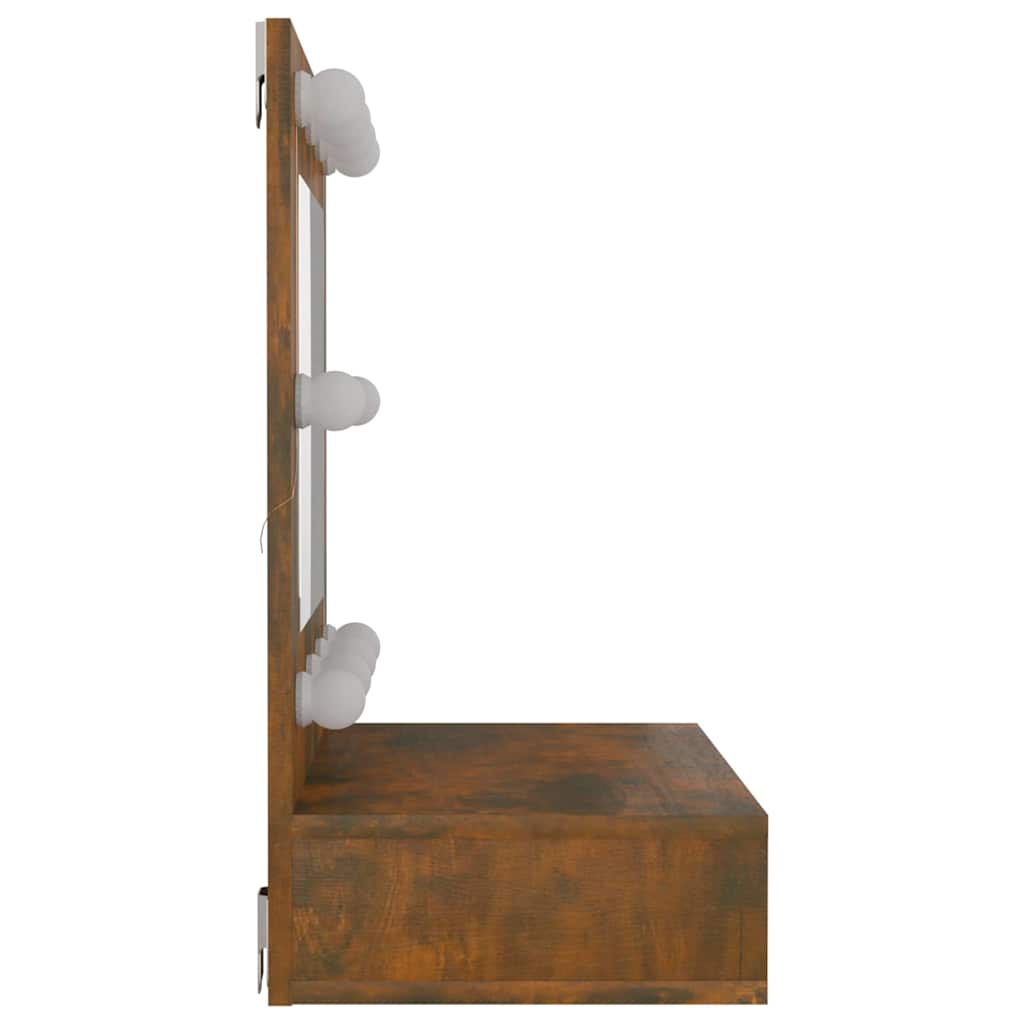 vidaXL Mirror Cabinet with LED Smoked Oak 60x31.5x62 cm 6