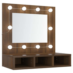 vidaXL Mirror Cabinet with LED Brown Oak 60x31.5x62 cm 2