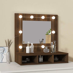 vidaXL Mirror Cabinet with LED Brown Oak 60x31.5x62 cm 3