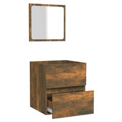 vidaXL Bathroom Cabinet with Mirror Smoked Oak Engineered Wood 6