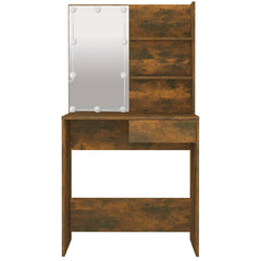 vidaXL Dressing Table with LED Brown Oak 74.5x40x141 cm 5
