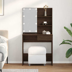 Dressing Table with LED 74,5x40x141 cm Brown oak