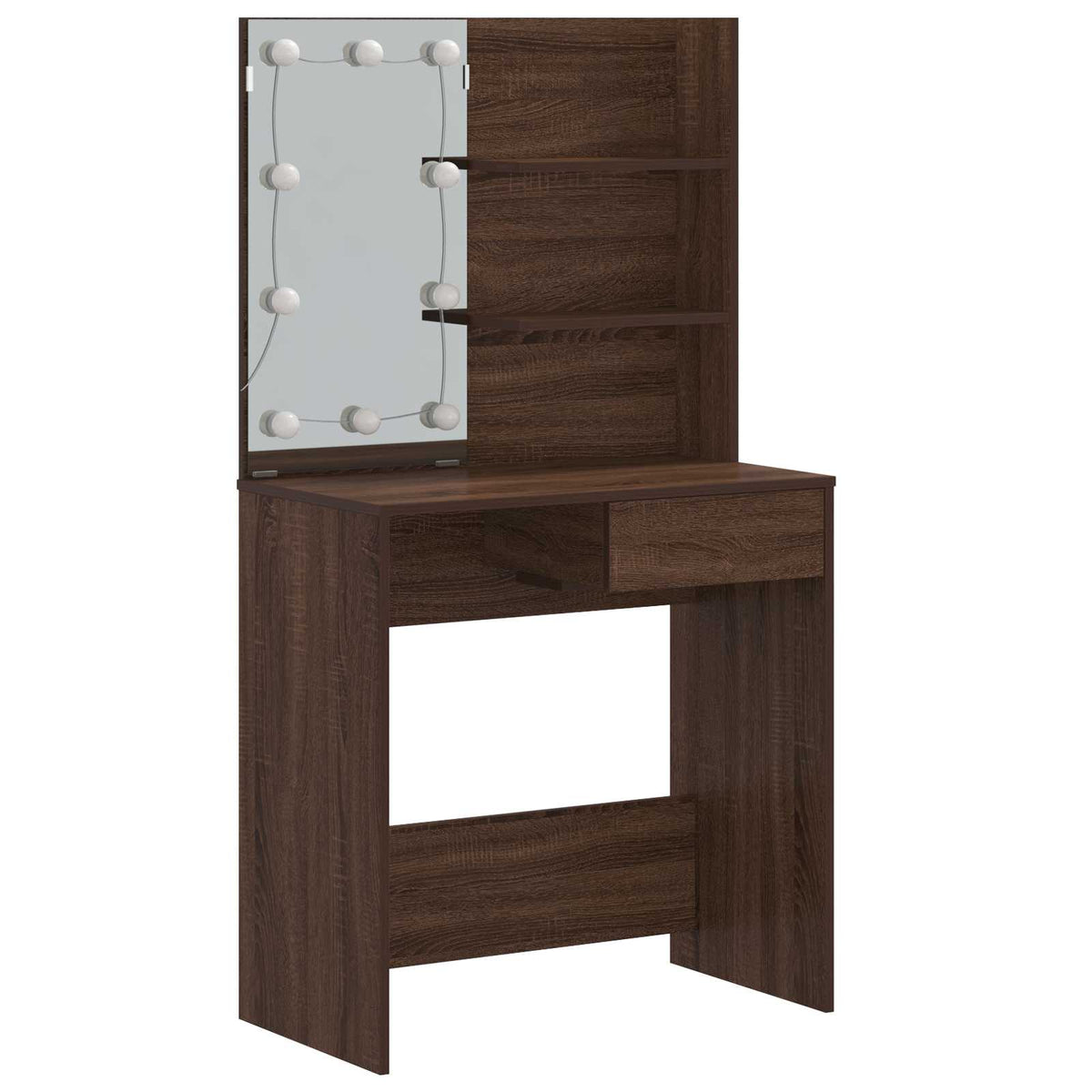 Dressing Table with LED 74,5x40x141 cm Brown oak