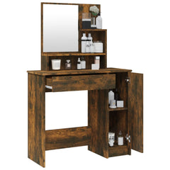 vidaXL Dressing Table with Mirror Smoked Oak 86.5x35x136 cm 5