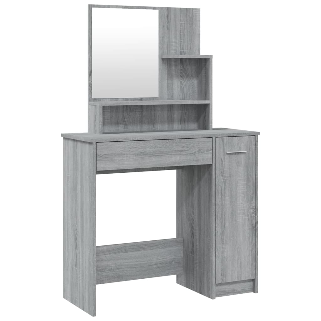 vidaXL Dressing Table with Mirror Grey Sonoma 86.5x35x136 cm 2