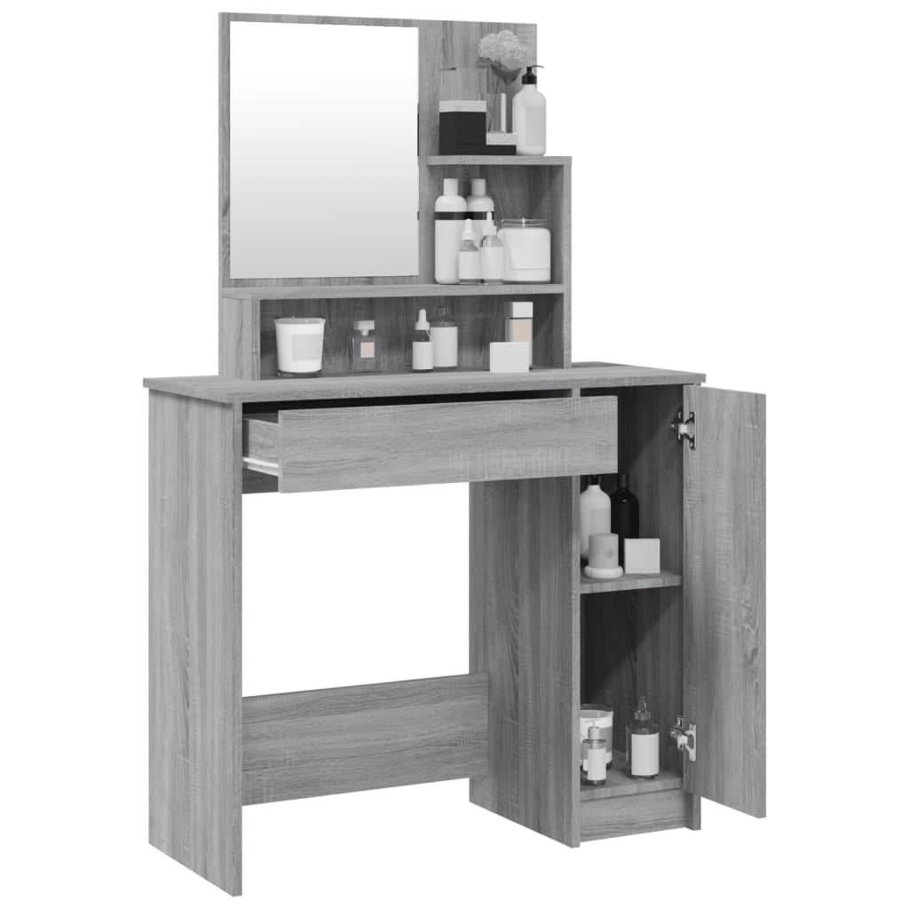 vidaXL Dressing Table with Mirror Grey Sonoma 86.5x35x136 cm 5