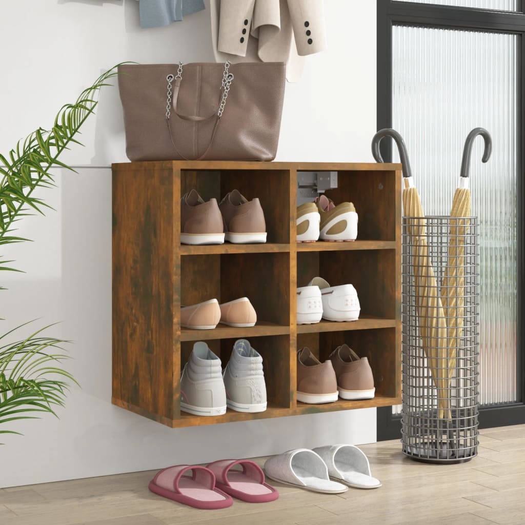 vidaXL Shoe Cabinet Smoked Oak 52,5x30x50 cm 1