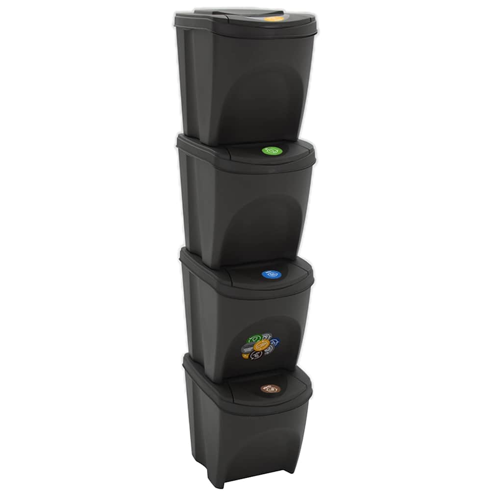 Stackable Garbage Bin Boxes 75 L Polypropylene Grey 4