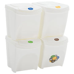 vidaXL Stackable Garbage Bin Boxes 4 pcs White 100 L Polypropylene 2