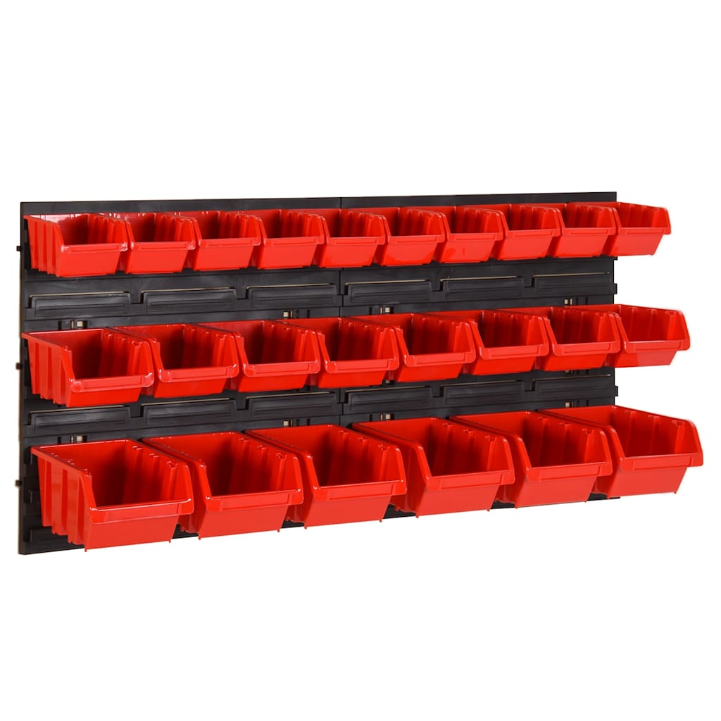 vidaXL 26 Piece Workshop Shelf Set Red and Black 77x39cm Polypropylene 1