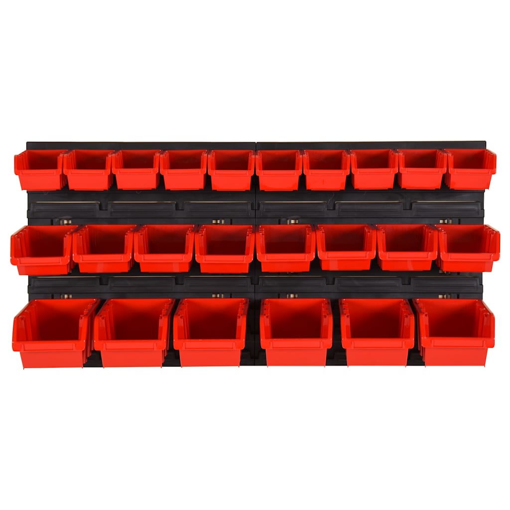 vidaXL 26 Piece Workshop Shelf Set Red and Black 77x39cm Polypropylene 2