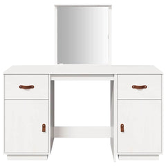 vidaXL Dressing Table Set with a Mirror White Solid Wood Pine 5