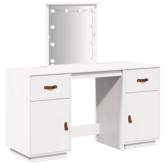 vidaXL Dressing Table Set with LED White Solid Wood Pine 2