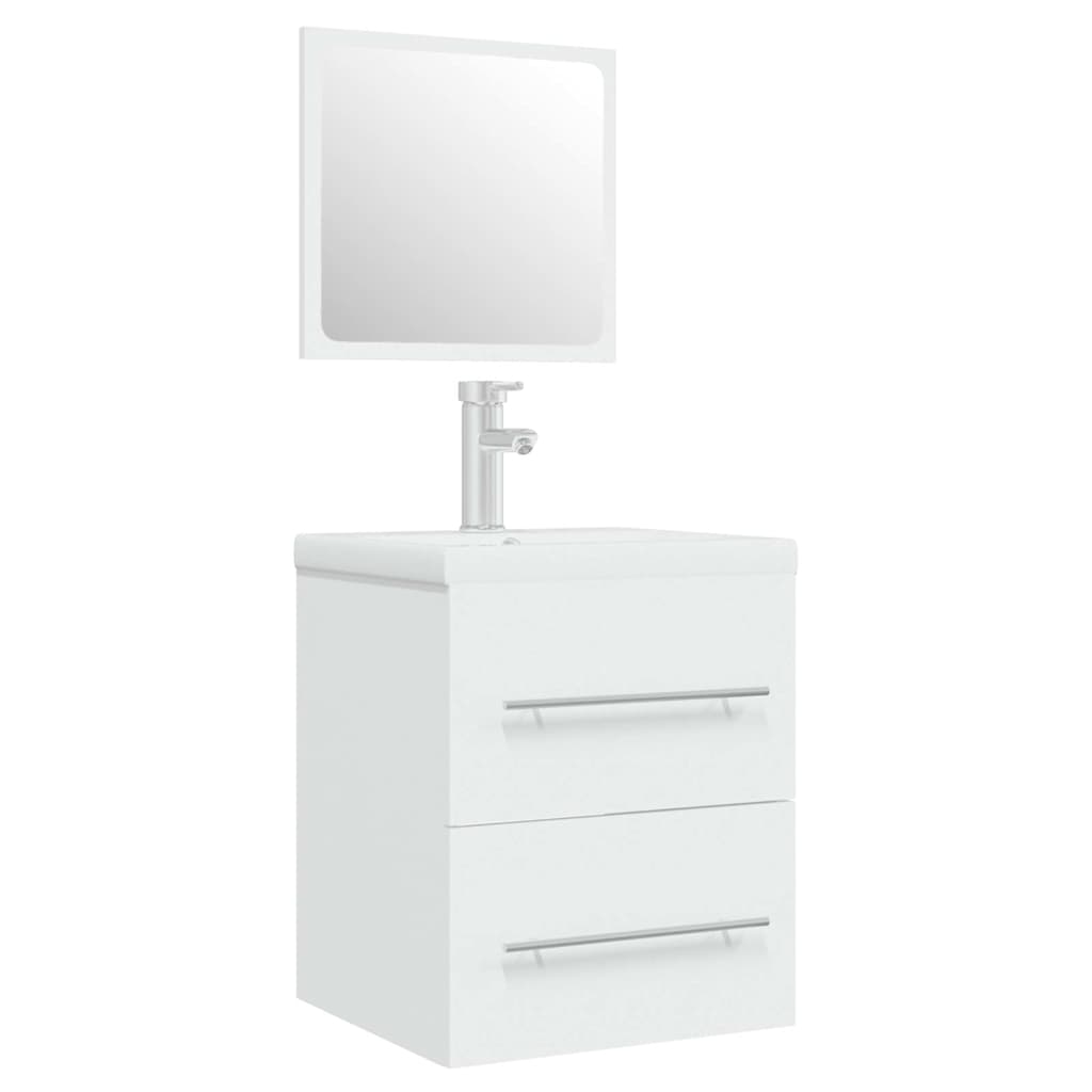 Sink Cabinet with Built-in Basin Engineered Wood white