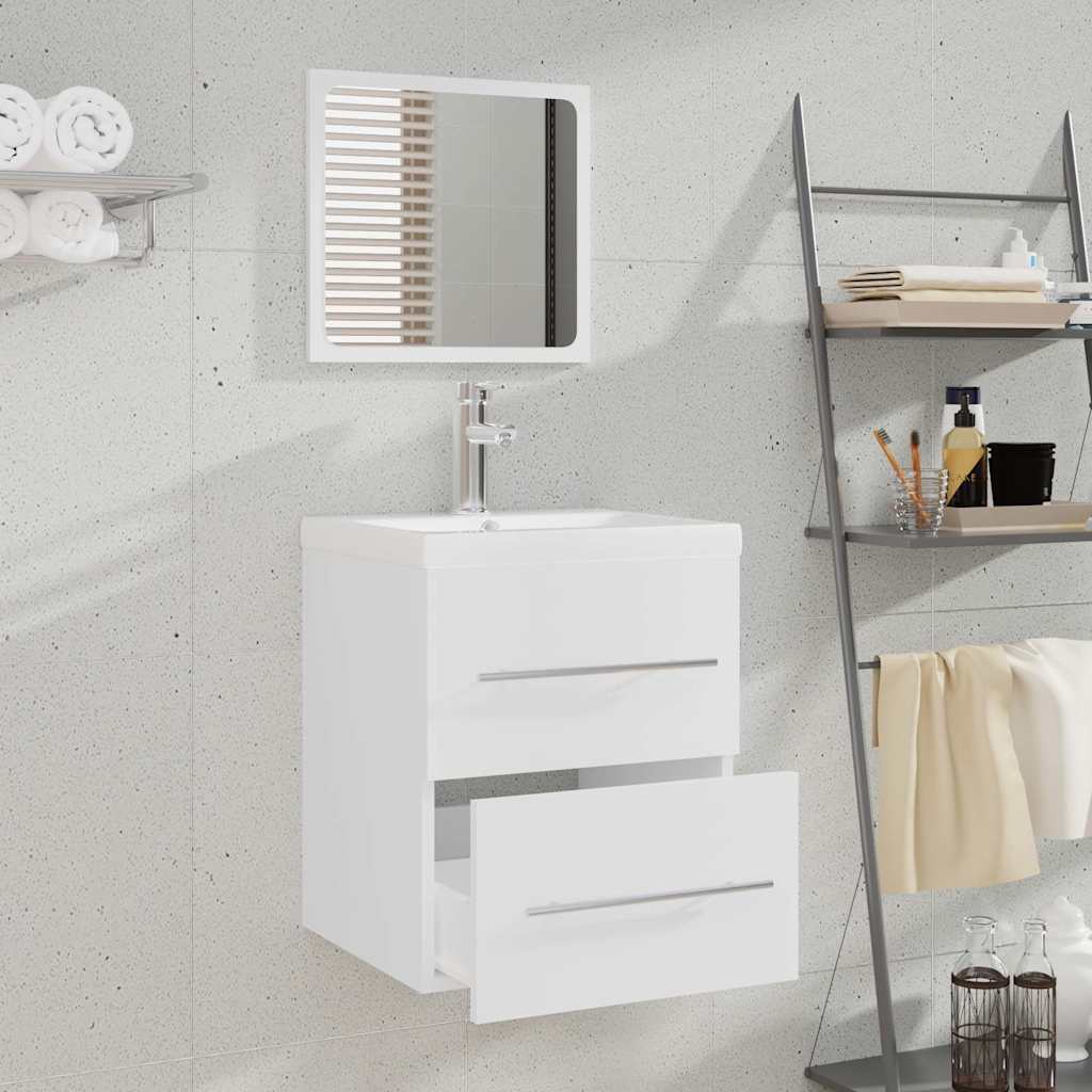 Sink Cabinet with Built-in Basin Engineered Wood white