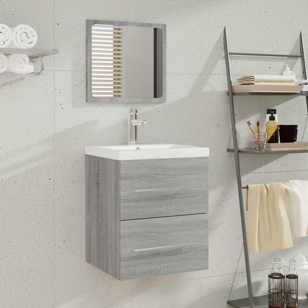 Sink Cabinet with Built-in Basin Engineered Wood Grey sonoma