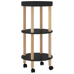 vidaXL 3-tier Trolley Black 38x38x82cm Engineered Wood&Solid Wood Pine 2