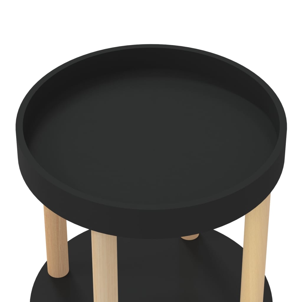 vidaXL 3-tier Trolley Black 38x38x82cm Engineered Wood&Solid Wood Pine 5