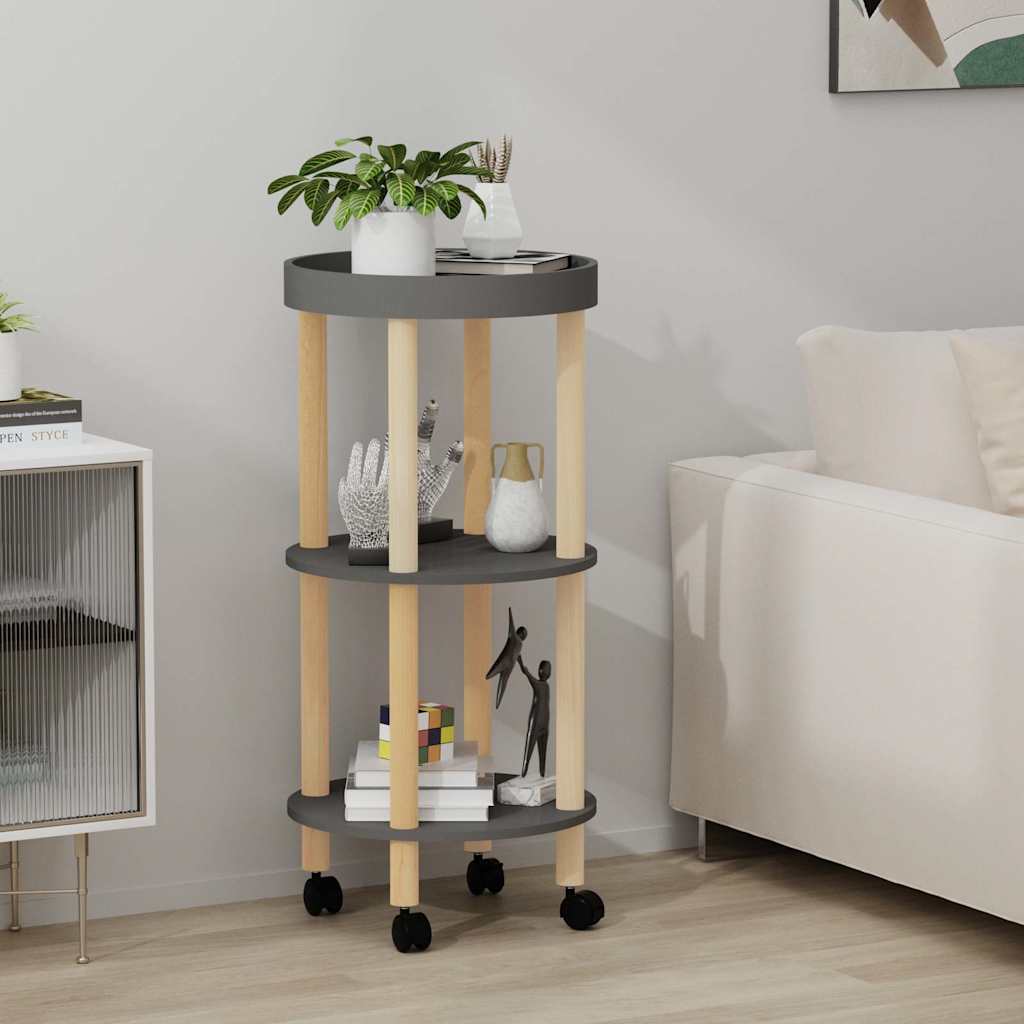 vidaXL 3-tier Trolley Grey 38x38x82cm Engineered Wood&Solid Wood Pine 1