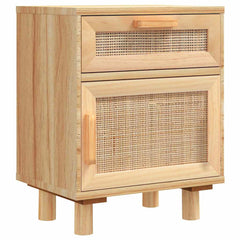 vidaXL Bedside Cabinet | Brown | Engineered wood, Solid pinewood, Natural rattan 2