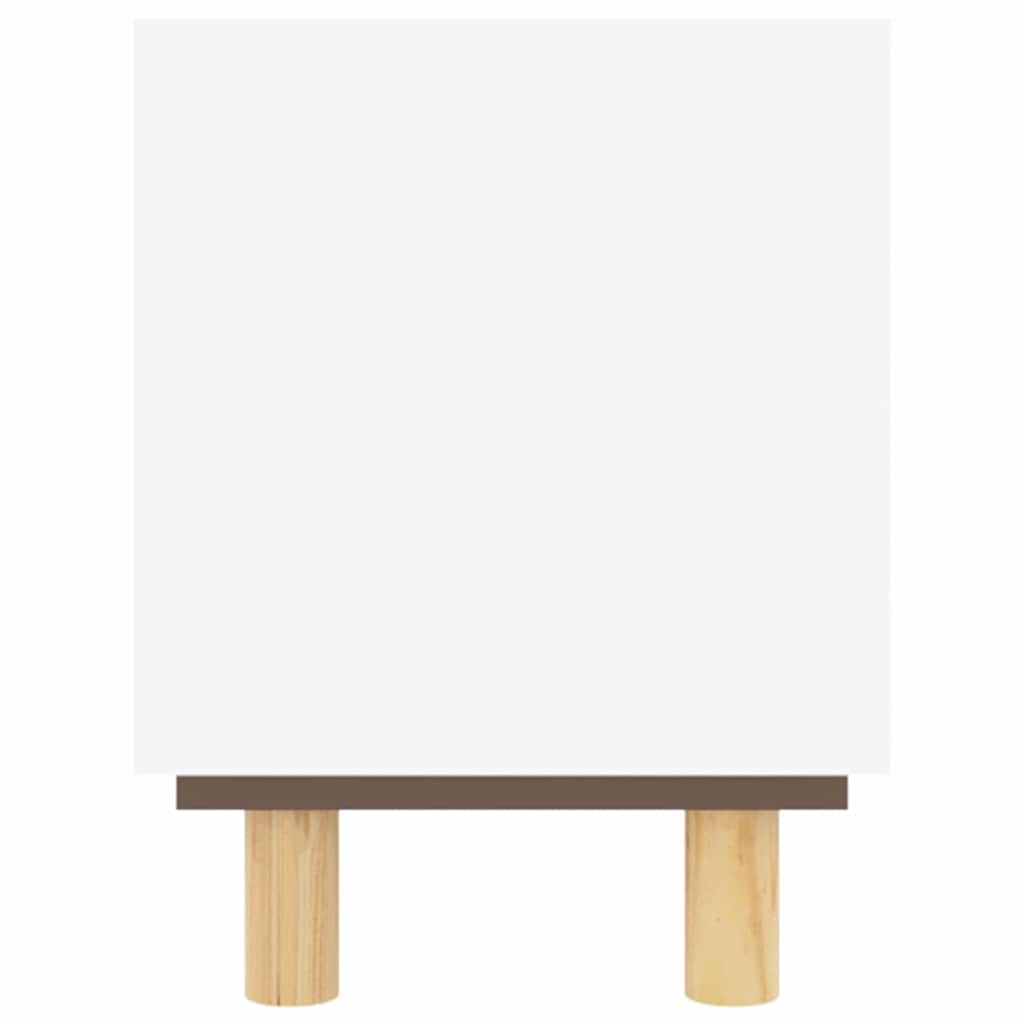 vidaXL TV Cabinet White 80x30x40 cm Solid Wood Pine and Natural Rattan 5