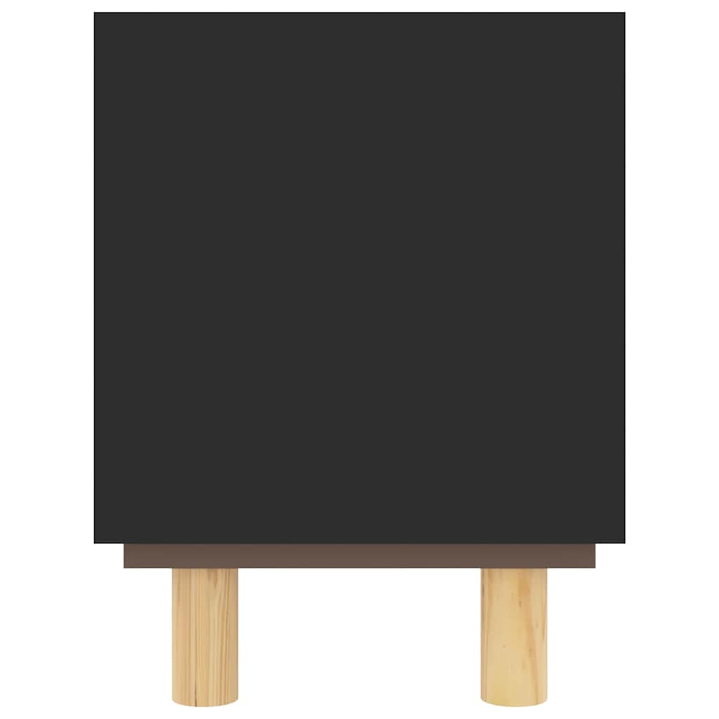 vidaXL TV Cabinet | Black | Engineered wood, Solid pinewood, Natural rattan 5