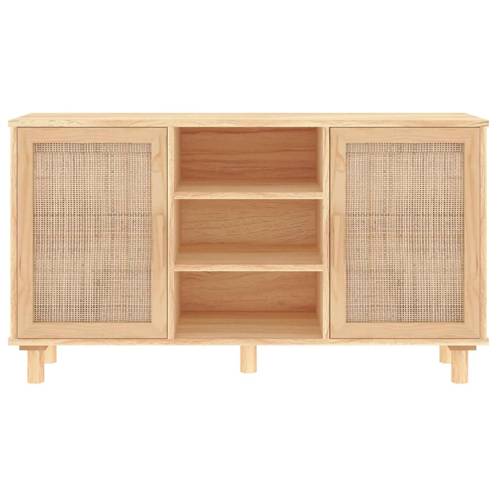 Sideboard 105x30x60 cm Solid Wood Pine and Natural Rattan Brown