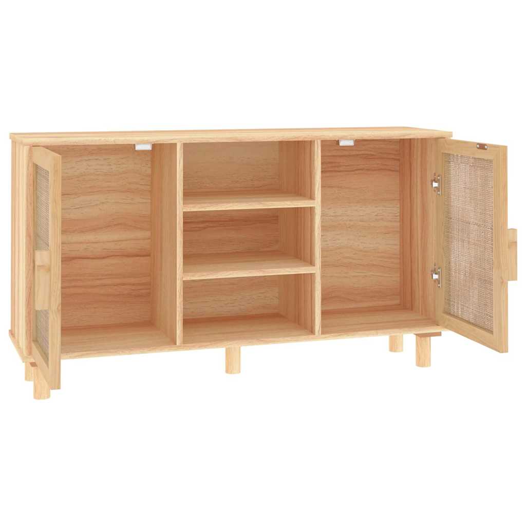Sideboard 105x30x60 cm Solid Wood Pine and Natural Rattan Brown
