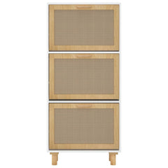 vidaXL Shoe Cabinet White 52x25x115 cm Engineered Wood&Natural Rattan 5