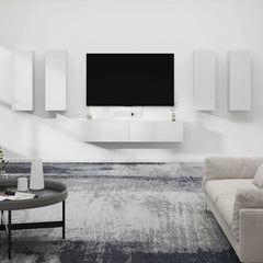 6 Piece TV Cabinet Set Engineered Wood White