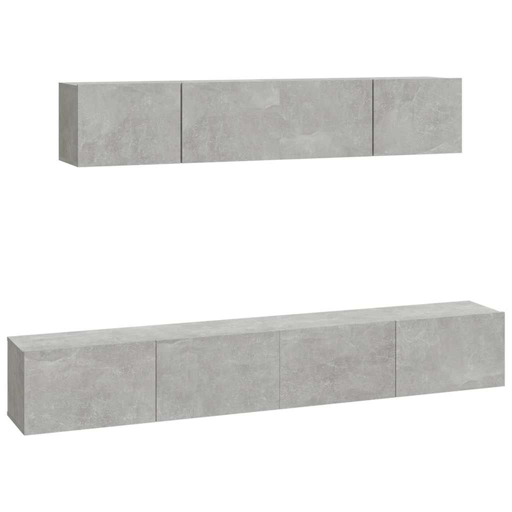 vidaXL 4 Piece TV Cabinet Set Concrete Grey Engineered Wood 2