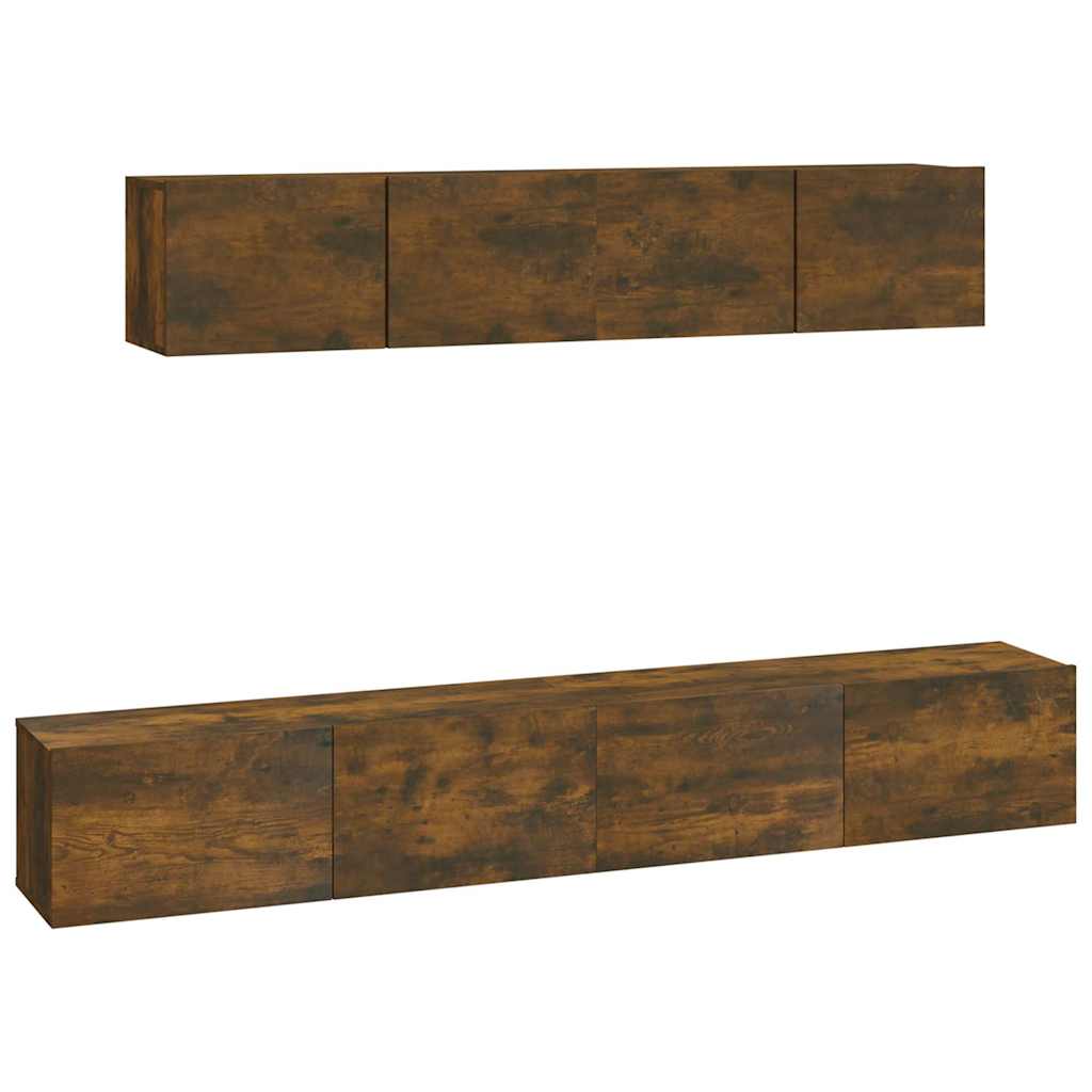 vidaXL 4 Piece TV Cabinet Set Smoked Oak Engineered Wood 2