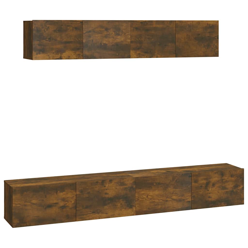 vidaXL 4 Piece TV Cabinet Set Smoked Oak Engineered Wood 2