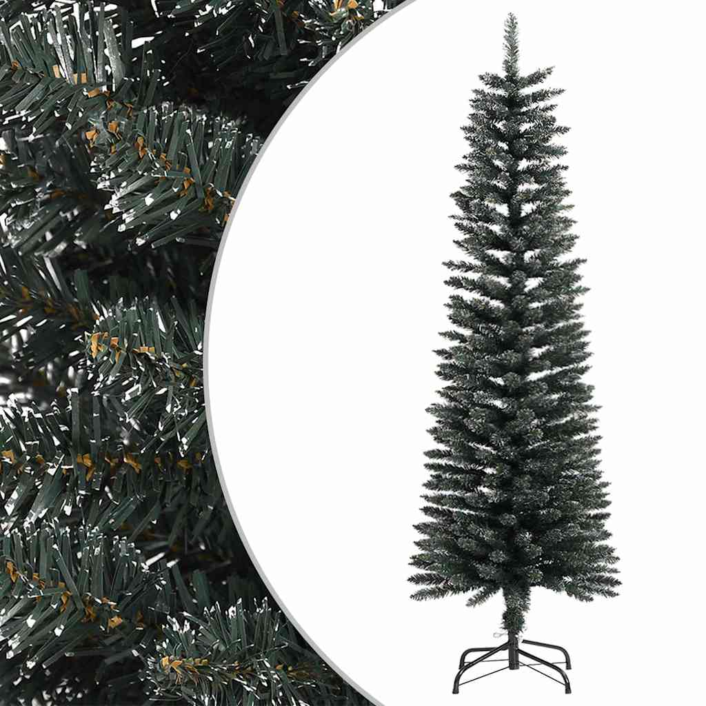 vidaXL Artificial Slim Christmas Tree with Stand Green 150 cm PVC 1