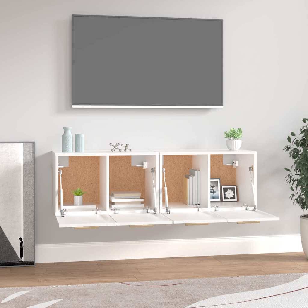 Wall Cabinets 2 pcs 60x36,5x35 cm Engineered Wood Depth 36.5 cm White 60 cm