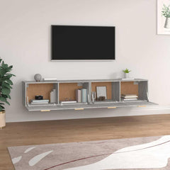 Wall Cabinets 2 pcs Concrete Grey Engineered Wood, image 3