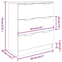 3 Piece Sideboards Engineered Wood White