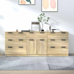 3 Piece Sideboards Engineered Wood Sonoma oak