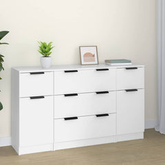 3 Piece Sideboard Set Engineered Wood White