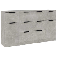 3 Piece Sideboard Set Engineered Wood Concrete grey