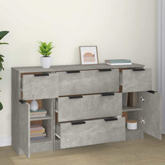3 Piece Sideboard Set Engineered Wood Concrete grey