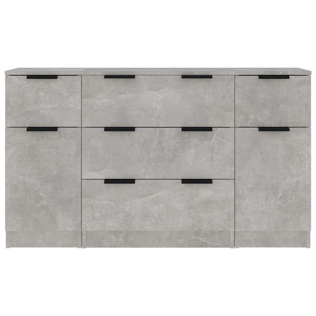 3 Piece Sideboard Set Engineered Wood Concrete grey